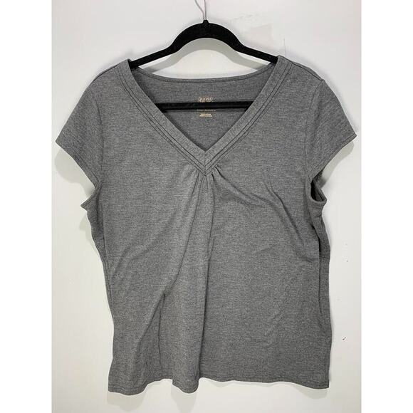 Gilligan & OMalley Gray Womens V-Neck Sleepwear Top XXL Short Sleeve - Picture 1 of 3